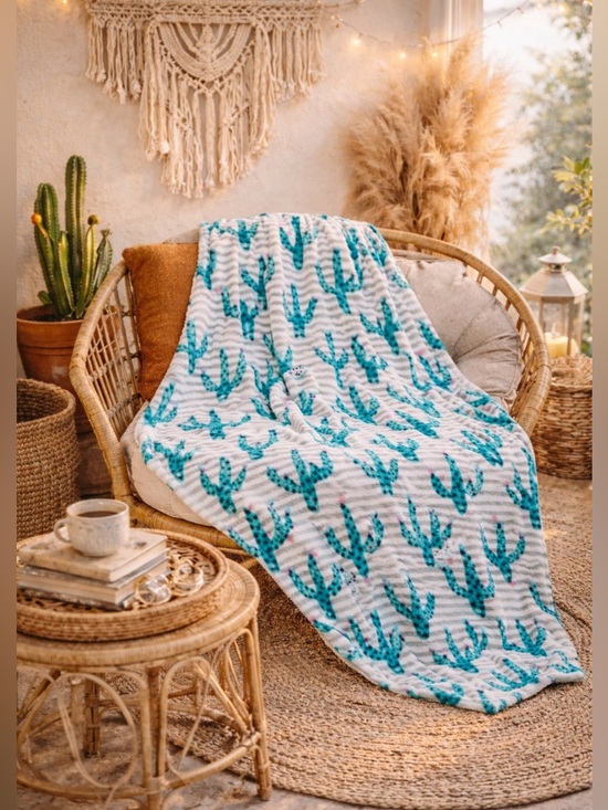 homegoods Other - New plush oversized cactus throw blanket boho plant lover